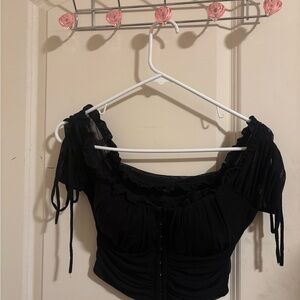 Chic Black Ruched Women's Blouse